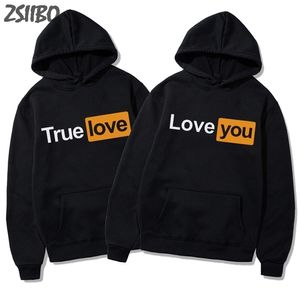 Felpe con cappuccio da uomo True LoveLove you Letters Funny Print Harajuku Felpe da uomo casual Felpe con cappuccio da uomo Donna Unisex Streetwear HipHop 220325