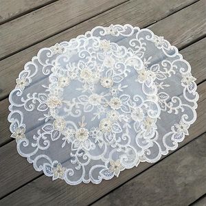 Embroidery Table Mat Placemats Lace Pad Crochet Doilies Cup Coster Mug Coasters Dining cm Round Placemat Kitchen331j