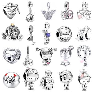 Luxuriöse S925-Sterlingsilber-Charm-Perlen, Herz-Perlen, DIY, Engel, Junge, Mädchen, Damen, Original-Fit-Pandora-Armband, Anhänger, Modedesigner, Damen, Mutter, Schmuck, Geschenk