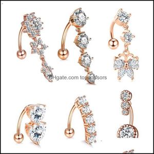 ボディアーツ6 in 1 Peircing Jewelry Kit Dangle Heart Flowers Navel Rings CZ Belly Bars for Women and Grils Droper