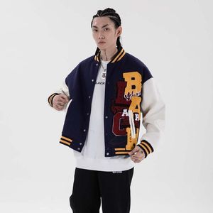 Men's Jackets Embroidery Bomber Jacket Fashion Men Korean Clothes Colour Block 2022 Autumn And Winter