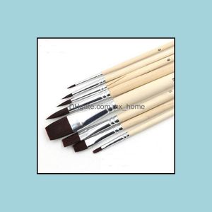 Pebeo Nylon Hair Paint Brush Set Head Wooden Handle Artists Gouache Watercolor Acrylic Brushes Art Supplies 8Pcs/Set Drop Delivery 2021 Pain