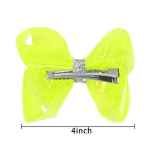 Hair Rubber Bands 4 Waterproof Jelly Bows Hair Bows for Girls with Clips Glitter Knot Pool Swim Bows Solid Hairpins Fashion Kids Headwear AA220323