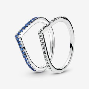 Wholesale blue wedding rings sets for sale - Group buy 100 Sterling Silver Blue Wishbone Ring Set For Women Wedding Rings Fashion Jewelry Accessories