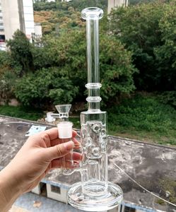 Narguilés de vidro de 16 polegadas com filtros multifuros, reciclador de água, cachimbos femininos de 14 mm com tigelas