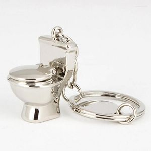 Keychains Mini Toilet Key Ring Chain Classic 3D Keychain Badkamer Leuke Creative Gift Trinket Enek22