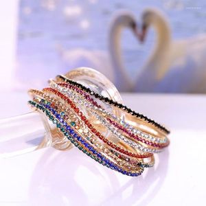 Link Chain 1Piece Multicolor Rhinestone Gold-plated Diamond-set Zinc Alloy Bracelets Women Jewelry Promotion Sale Accessories Gift 15cm Inte