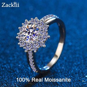 1ct zertifiziert Moissanit Engagement Sterling Silber VVS Labor Diamant Halo Ring für Frauen Blumen Hochzeitsversprechen Ringe