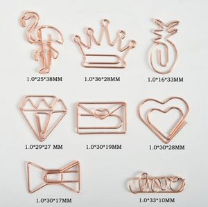 Rose Gold Crown Flamingo Clips Creative Metal Paper Clips Bookmark Memo Planner Clips School Office Stationery Supplies B0706