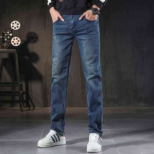 Jeans da uomo di alta qualità autunno e inverno addensati pantaloni di marca larghi neri elastici sottili e dritti