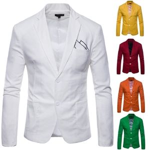 Mens Blazer 2020 New Men s Casual 2 Button Cotton and Linen 9 Color Back Slit Men Suit Jacket LJ201103