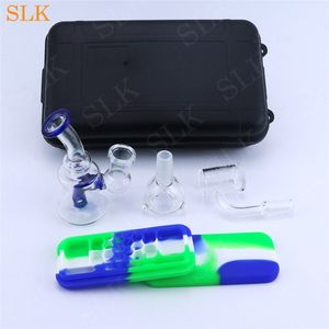 Mini Beaker Water Pipe Hookah 5 in 1 Glass Oil Burner Smoking Pipes Set Thick Glass Smoke Filter Kit Shisha Tobacco Bongs Oil Rig