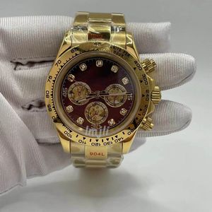 Menwatch masculino 2813 movimento relógio todos os sub mostradores trabalho vermelho 40mm calendário de aço inoxidável calendário luxo seis pinos moda relógio de pulso