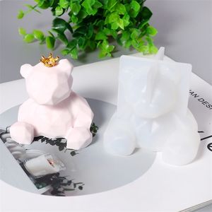 3D 기하학적 곰 곰팡이 방향족 양초 제조 실리콘 몰드 에폭시 수지 비누 초콜릿 선물 공예품 홈 장식 220611