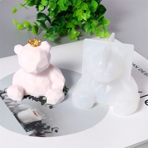 3D Geométrico Urso Molde de vela aromática Fazendo moldes de silicone resina epóxi Soone Chocolate Presentes de artesanato Decoração de casa 220611