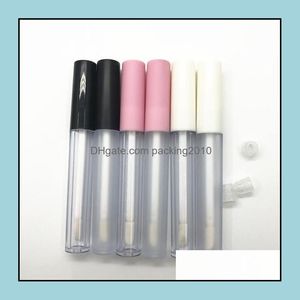 Förpackningsflaskor Office School Business Industrial 2,5 ml Frostad Clear Tom Lip Gloss Containers Tube L Lid Balm Brush Tips Applicator Wand