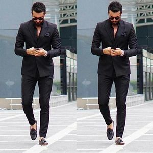 Erkekler Suits Blazers Erkekler takım elbise 2 adet siyah ince fit blazer pantolon moda iş giymek düğün erkek damat iş nedensel balo parti özel