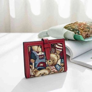 Wallet Canvas Cute High-End Multi Card Slot Large Short Change Card Bag Female 220721