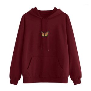 Damen Kapuzen-Kordelzug Langarm-Pullover Sweatshirt Tops Korean Wave Butterfly Print Sweatshirt#YL10 Hoodies Sweatshirts