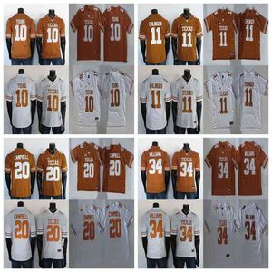 Texas Longhorns Jerseys Sam Ehlinger Jersey Ricky Williams Earl Campbell Vince Young Rare College Fotboll Jersey Stitched 150th White Brown