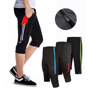 Designs tamanho L-4XL calças de treinamento de futebol masculino jogging correndo 3/4 calças com bolso com zíper 220509