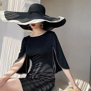 Designer Ladies Big Brim Beach Hat Women Floppy Straw Sun Hats Summer Cooling UV Protection Hat Wholesale Dropshippong S1203 220519