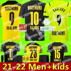 Nowe koszulki piłkarskie 21 22 Dortmund Soccer Jersey Borussia Haaland Kamara 2021 2022 AW