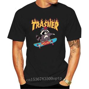 Men's T-Shirts Novelty Casual Hip-hop Men T-Shirt Fashion Trash Racoon Cartoon Live Fast Printed Hipster Tshirts Unisex StreetwearMen's MeMe