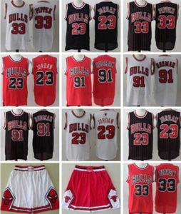 Basketbol Formaları Şortları toptan satış-Mens Basketbol Formaları Michael MJ Dennis Rodman Scottie Pippen Şort Siyah Kırmızı Beyaz Dikiş Chicagobullsjersey