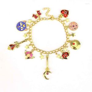 Catena a maglia Sakura Braccialetti con ciondoli Smalto Stelle Bowknot Pentacolo Anime Gioielli Cosplay Bracciale carino per le donne Fawn22