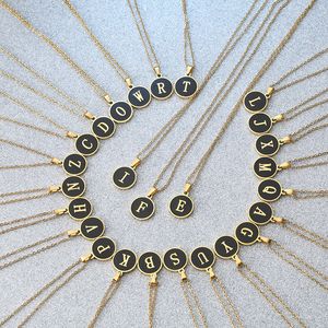 Überzogener Edelstahl-Initial-Buchstabe-Schwarz-Öl-Anhänger-Halsketten-Zubehör für Unisex-Modetrend-Schmuck