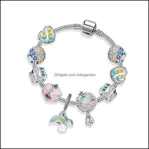 Wholesale rainbow bracelet diy for sale - Group buy Charm Bracelets Jewelry New Sier Rainbow Bracelet Sky Flower Beads Snake Chain Charms Birthday Gift Diy Drop Delivery L6Pok