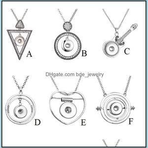 Pendant Necklaces Fashion Crystal Snap Button Circle Heart Triangle Charms C Fit 18Mm Ginger Buttons Gift Party Necklace J Bdejewelry Dhlpi