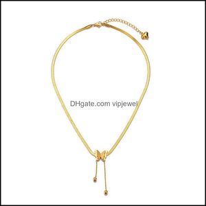 Chokers Necklaces Pendants Jewelry Korean Niche Ladies Fashion Butterfly Necklace Pendant Stainless Steel Snake Bone Chain Drop Delivery 2