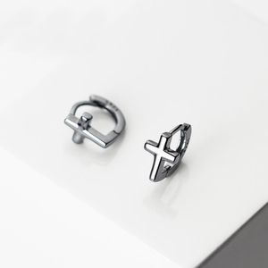 Orecchini a clip con croce a forma di croce in autentico argento sterling 925 con retro a vite per donne e ragazzeClip-on