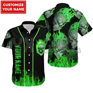 Teschio estivo Teschio spaventoso Personalizza il tuo nome Camicia hawaiana stampata all over 3D Uomo per donna Harajuku Casual Unisex 220712gx