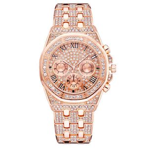 Quality Men High Iced Out Watch Luxury Diamond Stainls Steel Quartz Watch Clock Gift Relogio Masculino Birthday Gift 1658V