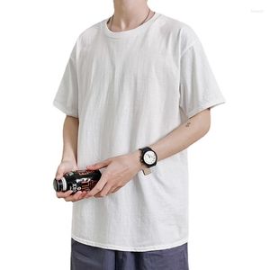 Herr t-skjortor 99% bomull 2022 sommar l￶s kort ￤rm t-shirt m￤ns stora solida l￤tt att b￤ra avslappnade m￤n