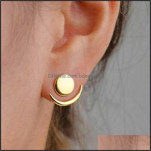 Wholesale gold moon stud earrings resale online - Trendy Crescent Moon Earrings For Women Cute Ear Studs Gold Sier Color Stud Earring Jewelry Gift Drop Delivery N2Gto
