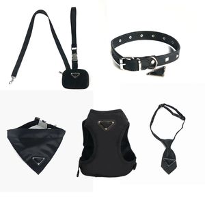 Leinen Designer-Hundehalsband-Set, Hundehalsbänder aus PU-Leder, weiches Air-Mesh, verstellbare Haustiergeschirre, Haustier-Bandand für kleine, mittelgroße Hunde, Katzen, Französische Bulldogge, Schwarz, XS