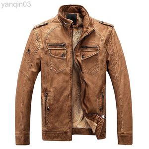 Jaqueta de couro masculina colar jaquetas de motocicletas jaqueta masculinas inverno couro homens casuais lavados de pele jaquetas de couro l220801