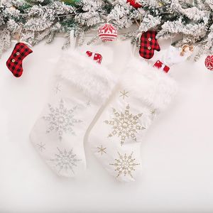Decorazioni natalizie 45 cm Stocking White Ramiti di paillettes Snowflake Tree appeso per Navidad Wireplace Party Gift Favors Christmas