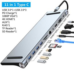 4/5/8/11-in-1 Type C Dock USB C Hub 3.0 Splitter Multiport Adapter 4K HDMI RJ45 SD/TF VGA PD for Laptop iPad xiaomi