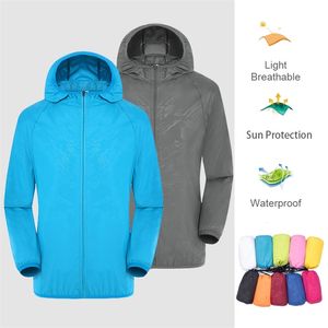 Kamp Yağmur Ceketi Erkek Kadınlar Su Geçirmez Güneş Koruma Giysileri Balık avlama giysileri Hızlı kuru cilt rüzgar kırıcı anti UV kat 220516