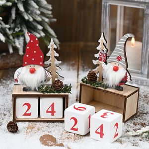 Calendario del conto alla rovescia di Natale in legno Regali di buon anno di Natale Bambole di Babbo Natale Elf Decor Y201020