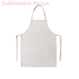 Grembiuli vuoti sublimati Grembiule unisex in lino di cotone bianco sfuso per cucina, ristorante, barbecue, pittura, artigianato