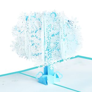 Biglietti d'auguri di Natale pop-up 3D Fiocco di neve Albero di Natale e casa che scava C913823