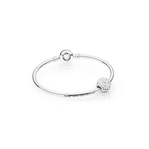 Ny 925 Sterling Silver Tree of Hearts - Limited Edition Bangle Gift Set Clear CZ Fit DIY Original Armelets Jewelry A Set AA220315