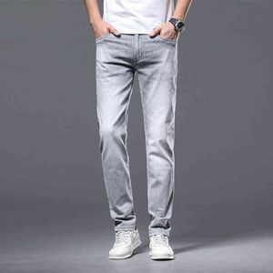 Jeans masculino designer sofisticado bordado verão moda simples ajuste fino elástico calças retas 2GU9