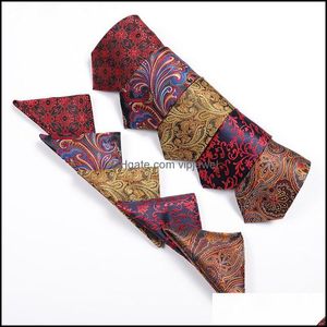 Conjunto de gravata do pescoço Ties Acessórios de moda Luxury Mens Square Floral Paisley Wedding Party Pocket Squares Cufflinks Man Drop Drop 2021